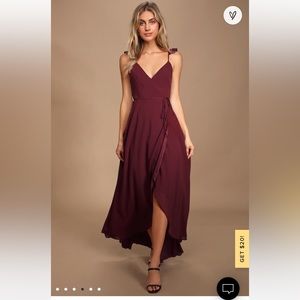 Here's to Us Burgundy High-Low Wrap Dress (worn once)